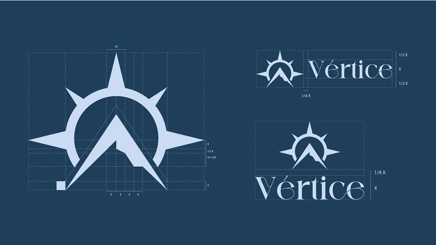 Grid completo das versões do logotipo Vértice Psicologia